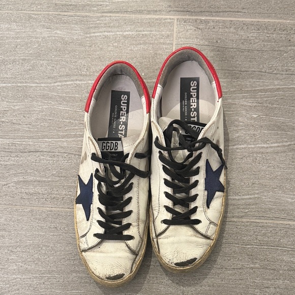 Golden Goose White and Navy Men's Sneakers - Picture 1 of 5
